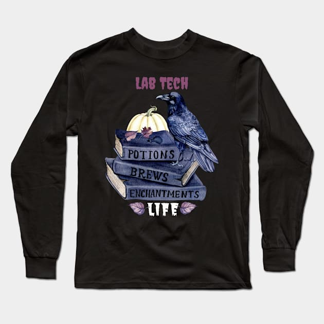 Lab Tech Life Halloween Potions Brews Enchantments Long Sleeve T-Shirt by DesignIndex